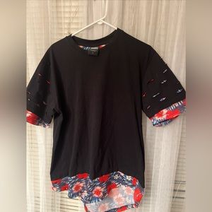 Rebel Minds Black W/ Blue And Red Paint Splatter Size L F7